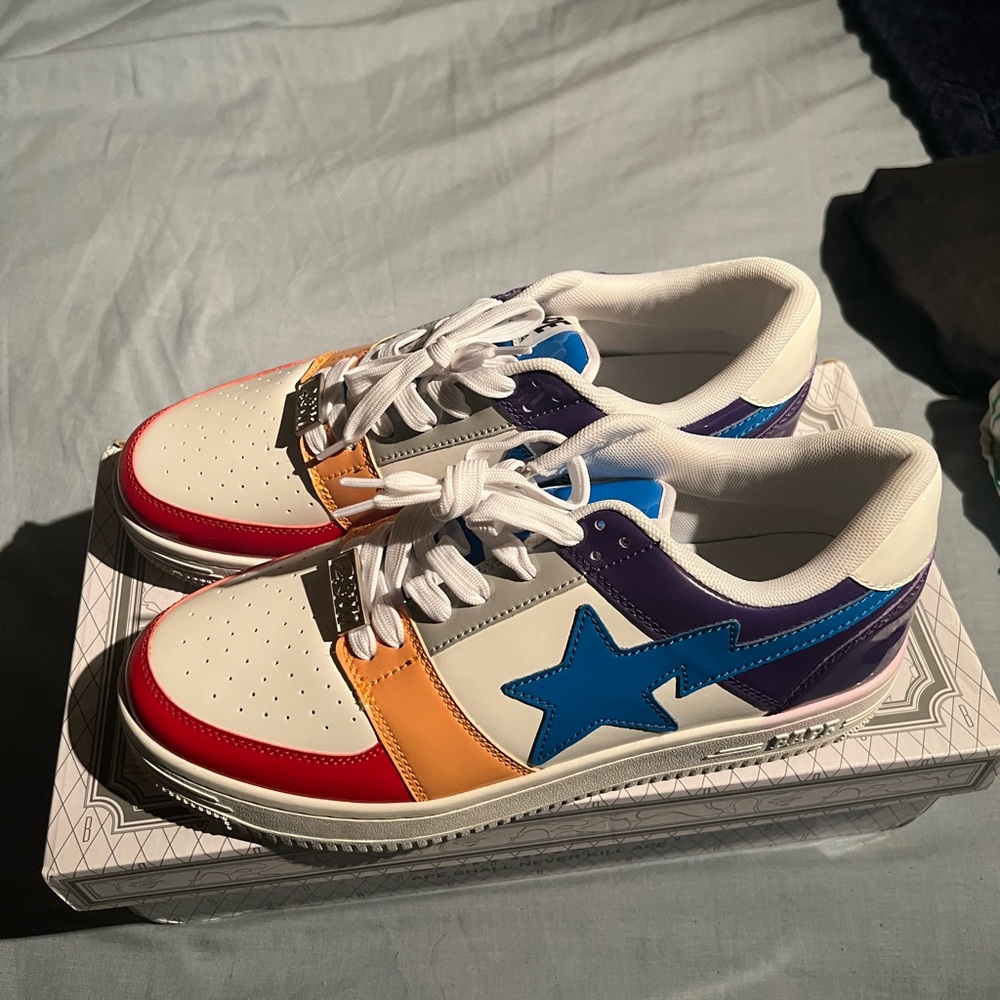 BAPE Bapesta Low Crazy White Patent Leather